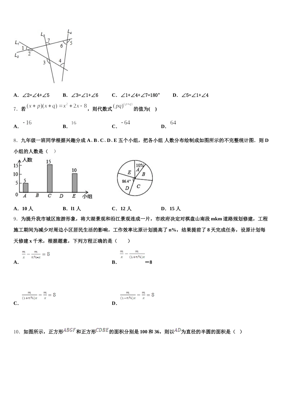 辽宁省大连市高新园区2025年数学七年级第二学期期末经典模拟试题含解析_第2页