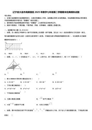 辽宁省大连市高新园区2025年数学七年级第二学期期末经典模拟试题含解析