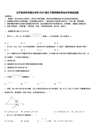 辽宁省丹东市第九中学2025届七下数学期末学业水平测试试题含解析