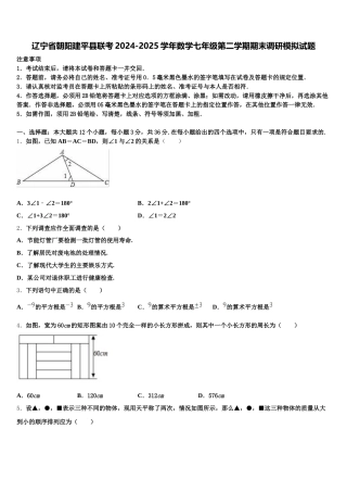 辽宁省朝阳建平县联考2024-2025学年数学七年级第二学期期末调研模拟试题含解析