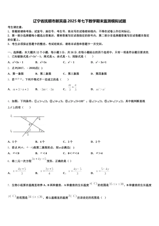 辽宁省抚顺市新宾县2025年七下数学期末监测模拟试题含解析