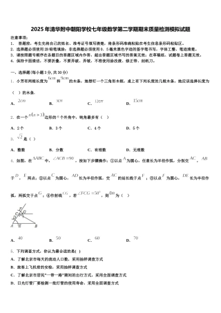 2025年清华附中朝阳学校七年级数学第二学期期末质量检测模拟试题含解析