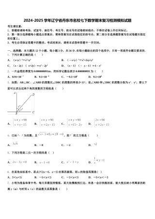 2024-2025学年辽宁省丹东市名校七下数学期末复习检测模拟试题含解析