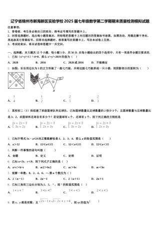 辽宁省锦州市新海新区实验学校2025届七年级数学第二学期期末质量检测模拟试题含解析