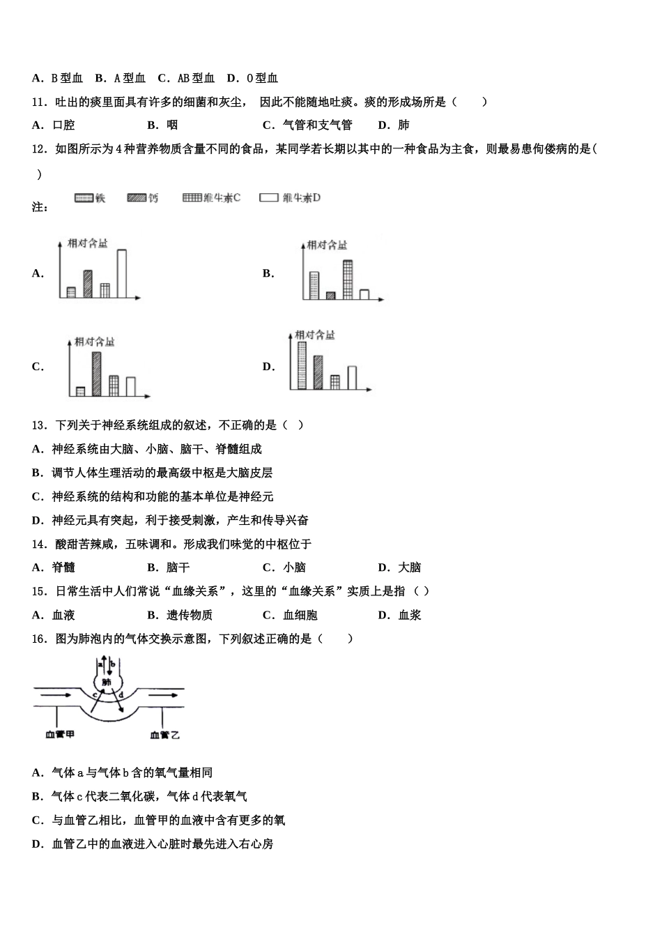 2025届江苏省如皋实验生物七年级第二学期期末综合测试模拟试题含解析_第2页