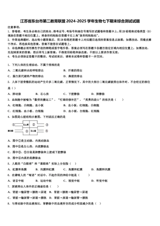 江苏省东台市第二教育联盟2024-2025学年生物七下期末综合测试试题含解析