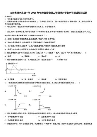 江苏省溧水高级中学2025年七年级生物第二学期期末学业水平测试模拟试题含解析