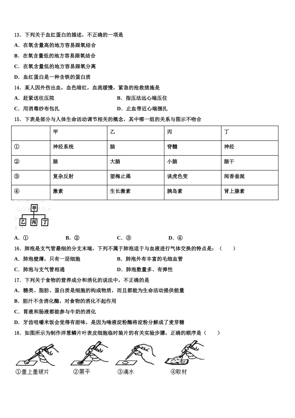 2025年镇江市第一外国语七年级生物第二学期期末经典试题含解析_第3页