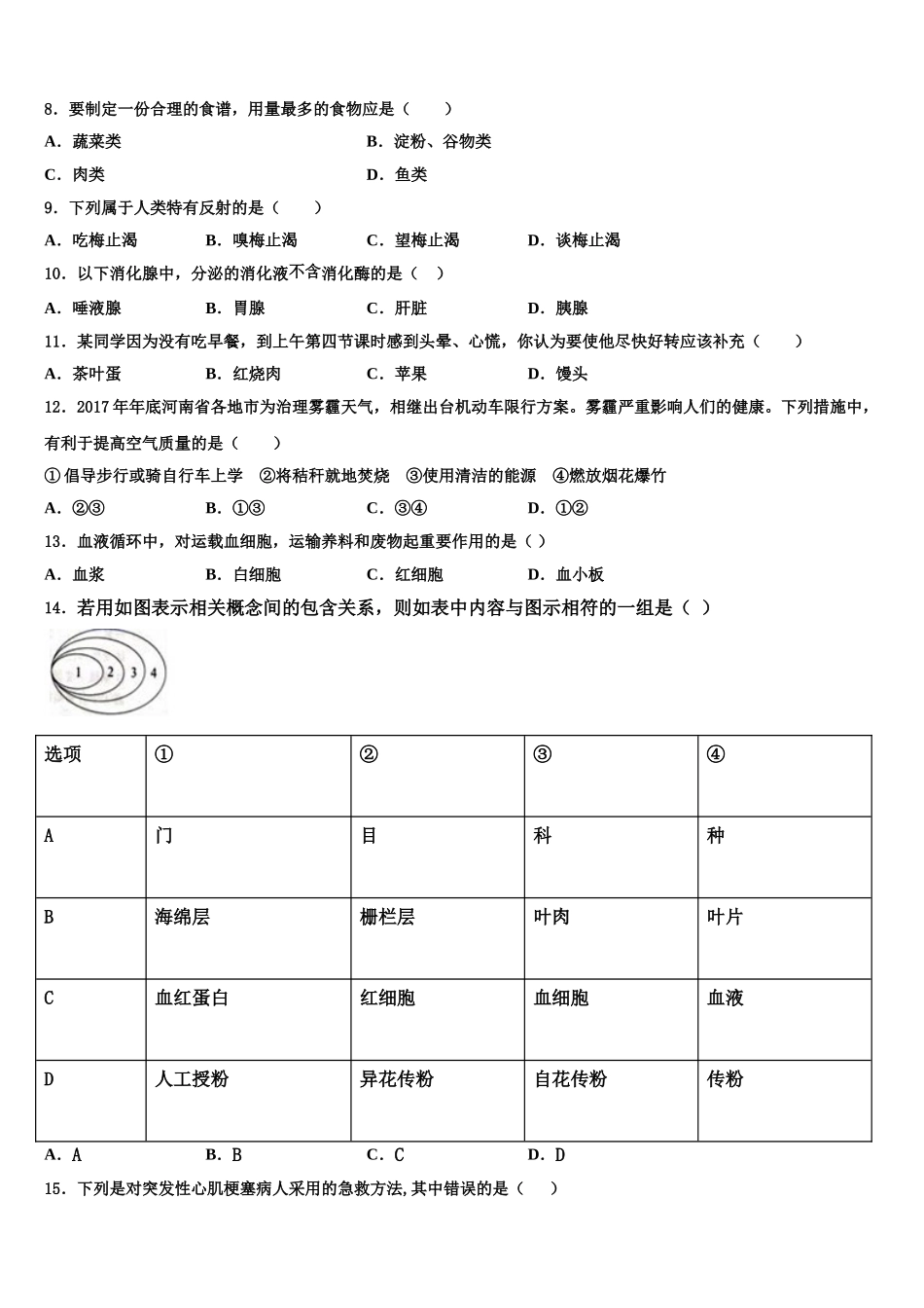 2025年江苏省宜兴市环科园联盟七下生物期末学业水平测试试题含解析_第2页