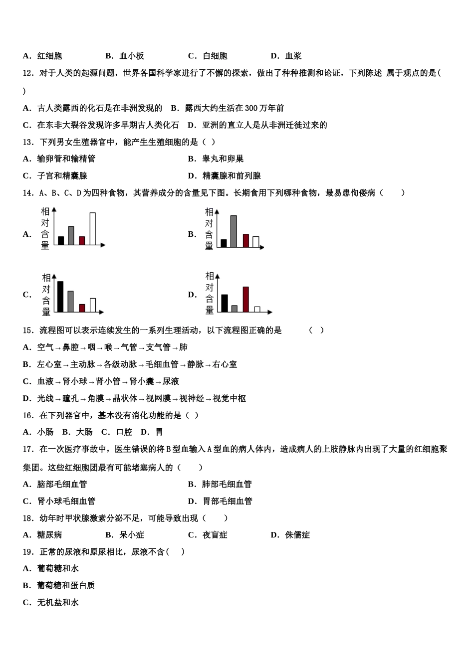 江苏省南京市江宁区湖熟片2025年生物七下期末综合测试试题含解析_第2页