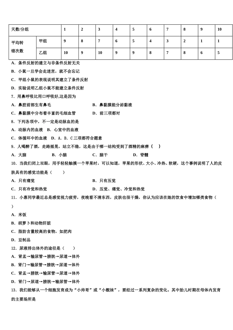 江苏省东台市第五联盟2025年七年级生物第二学期期末经典模拟试题含解析_第2页