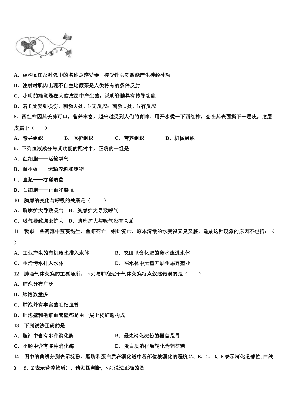 江苏省南京市溧水区2025届生物七年级第二学期期末学业质量监测模拟试题含解析_第2页