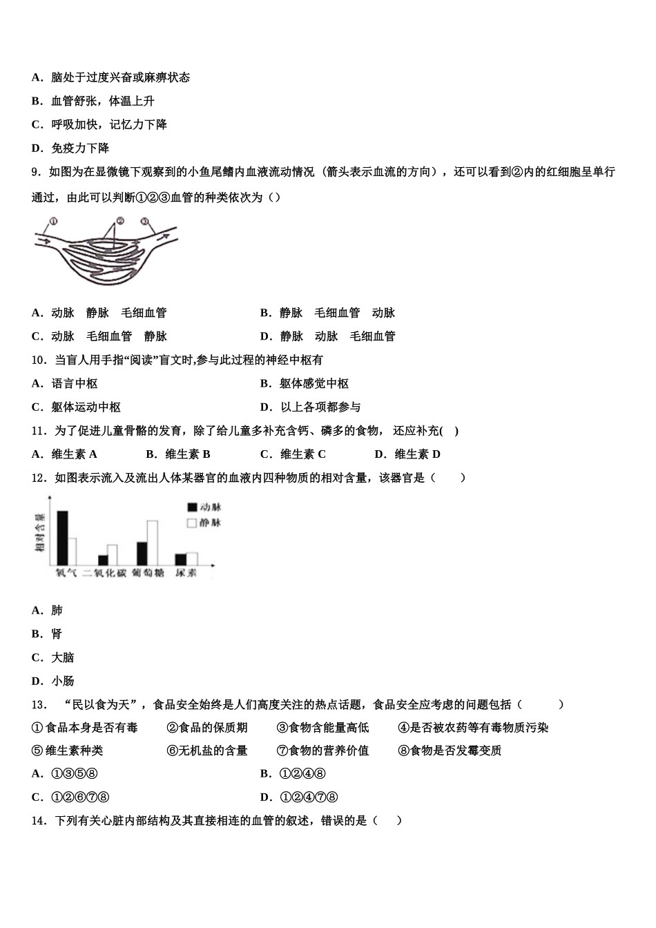 江苏省苏州市星港中学2025年生物七下期末学业质量监测试题含解析_第2页