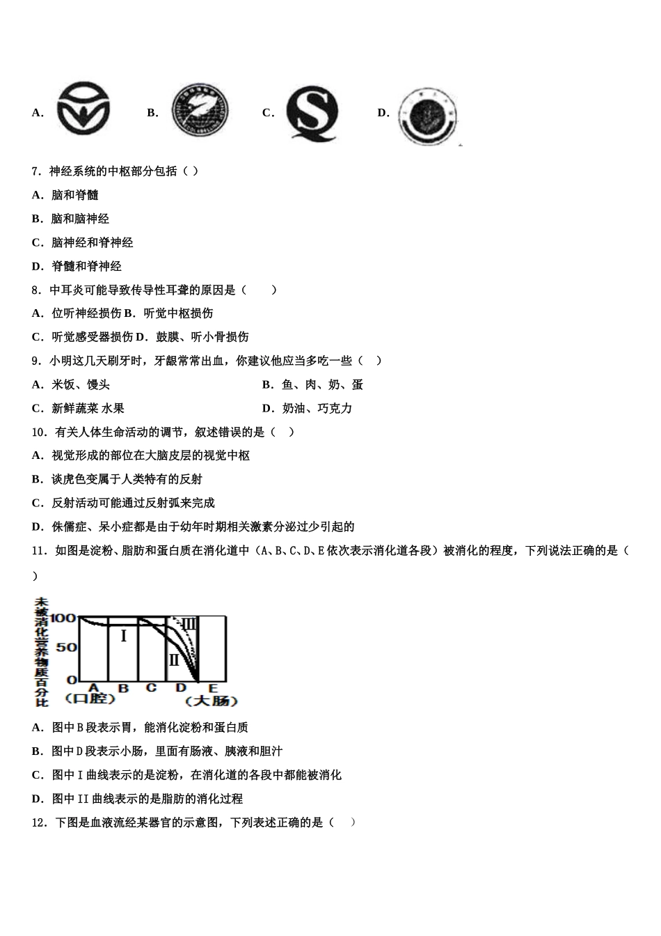 2024-2025学年江苏省扬州市邵樊片生物七下期末检测试题含解析_第2页