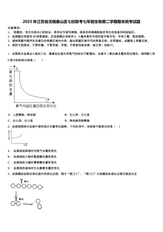 2025年江苏省无锡惠山区七校联考七年级生物第二学期期末统考试题含解析