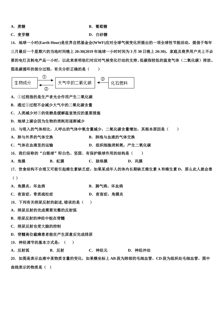 2024-2025学年江苏省连云港外国语学校生物七下期末质量检测试题含解析_第3页
