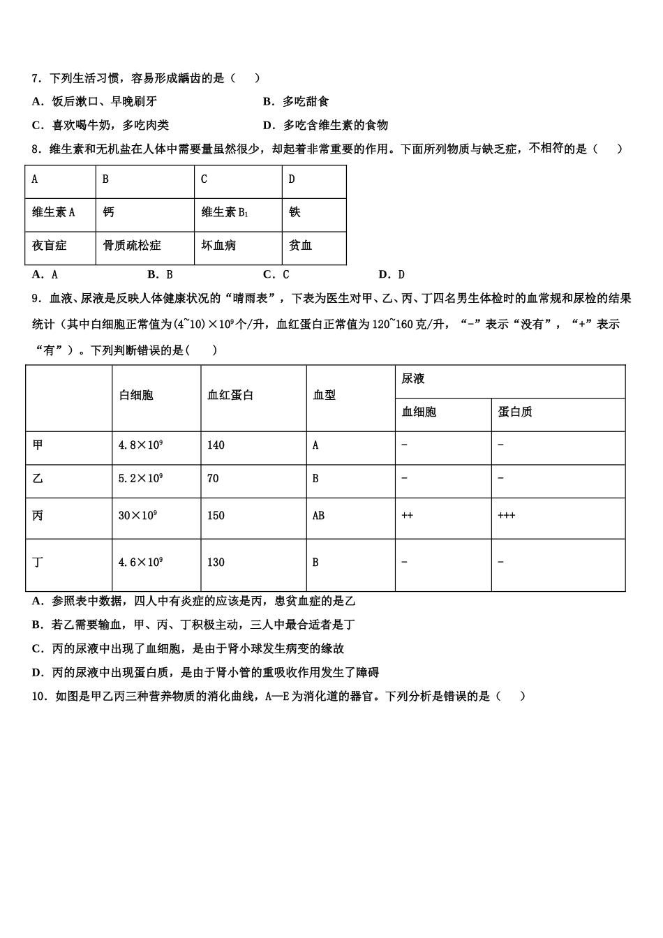 2025年江苏省南京市新城中学七年级生物第二学期期末学业质量监测模拟试题含解析_第2页