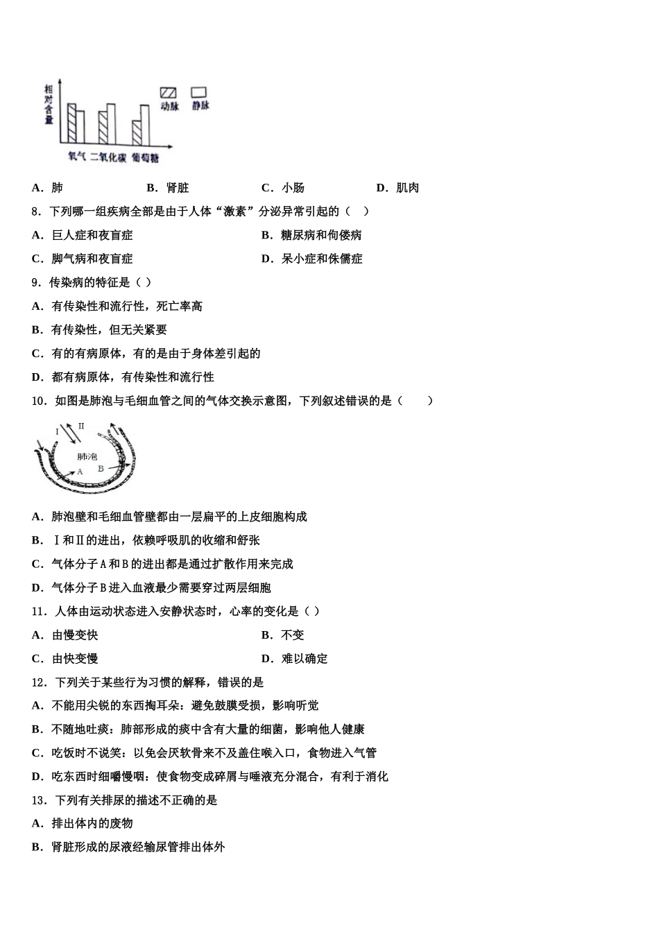 2025年江苏省苏州昆山市七年级生物第二学期期末经典试题含解析_第2页