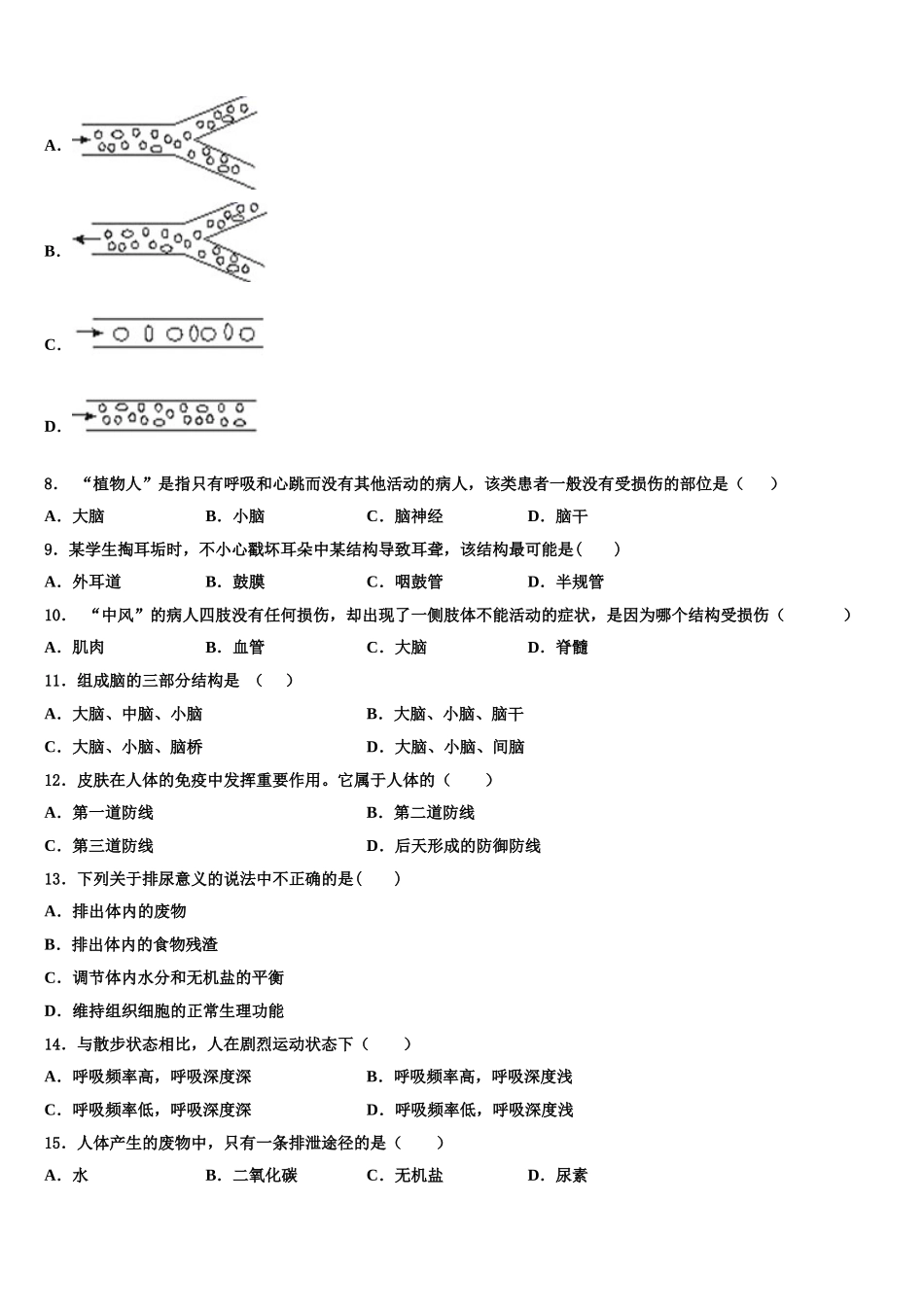 2024-2025学年江苏省镇江市润州区金山实验学校七下生物期末学业水平测试模拟试题含解析_第2页