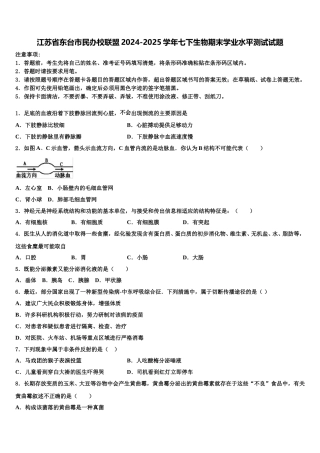 江苏省东台市民办校联盟2024-2025学年七下生物期末学业水平测试试题含解析