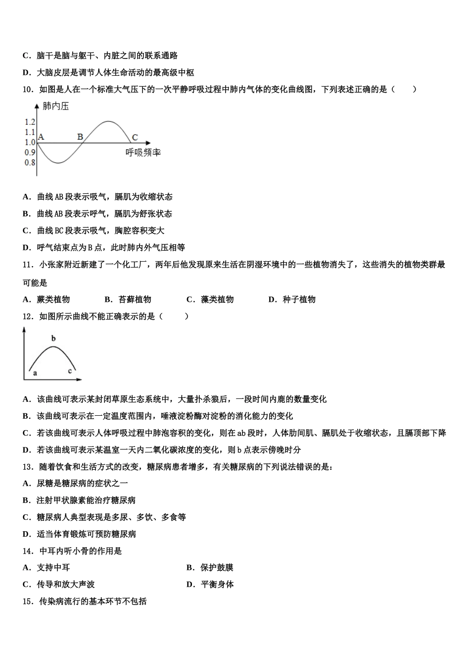 2025年江苏省高邮市七下生物期末学业质量监测试题含解析_第2页