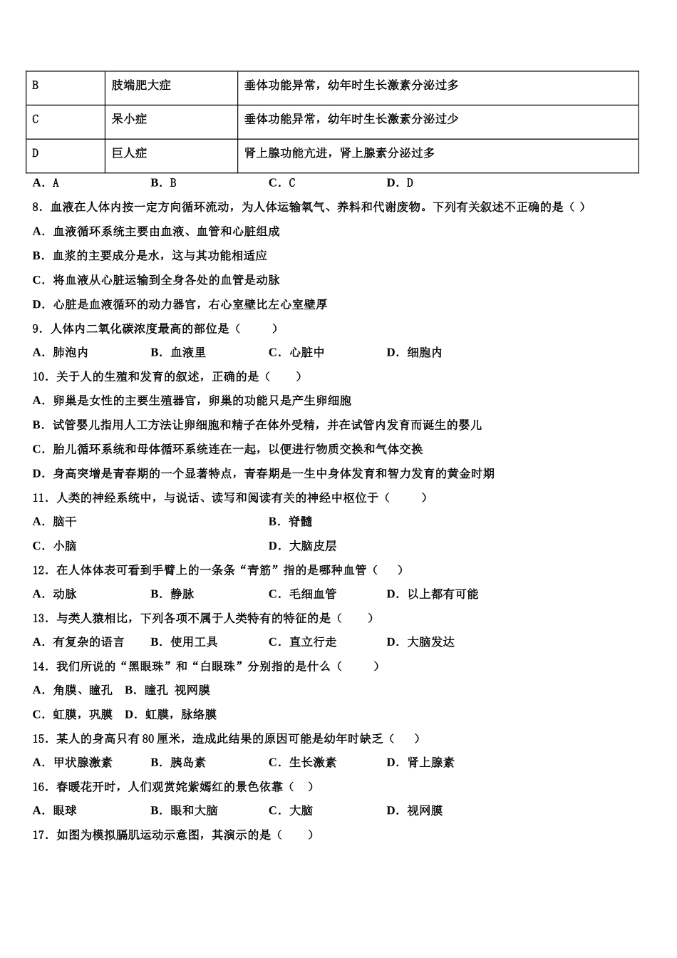 2025年江苏省无锡市河塘中学七年级生物第二学期期末监测试题含解析_第2页
