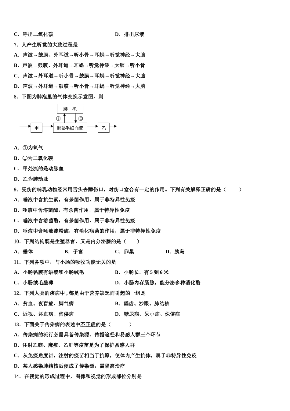 江苏省盐城市东台市第一教育集团2025年生物七年级第二学期期末质量跟踪监视试题含解析_第2页