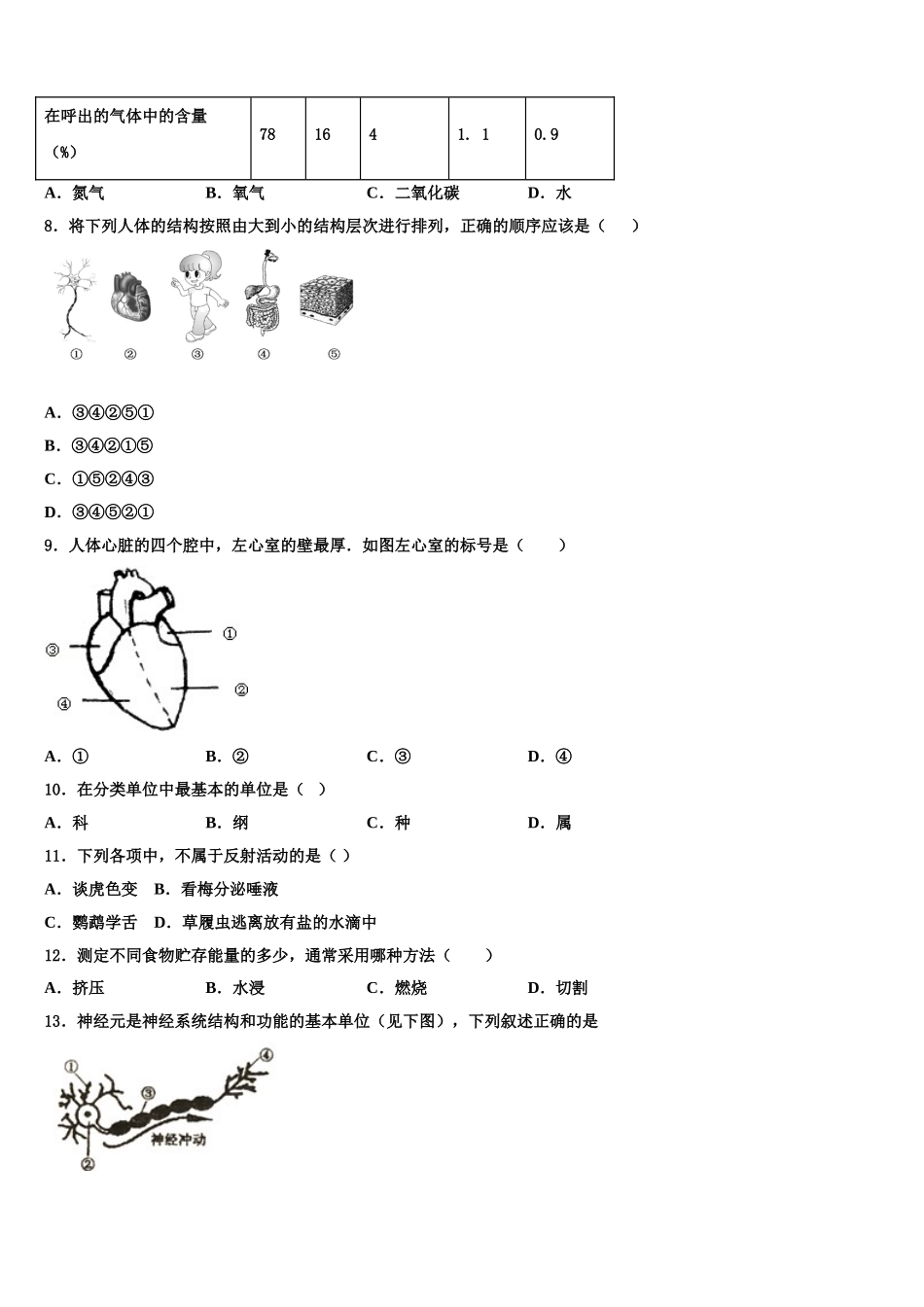 江苏省常州市武进区奔牛初级中学2025年七下生物期末统考试题含解析_第2页