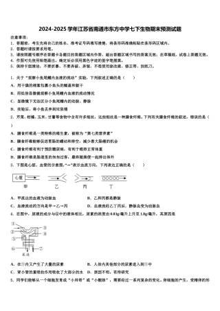 2024-2025学年江苏省南通市东方中学七下生物期末预测试题含解析