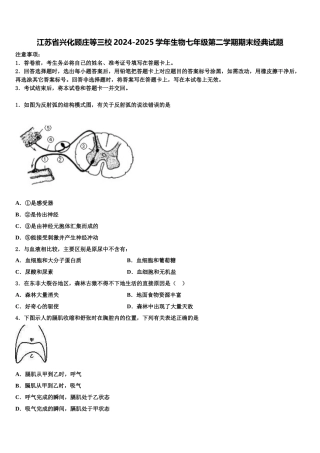 江苏省兴化顾庄等三校2024-2025学年生物七年级第二学期期末经典试题含解析