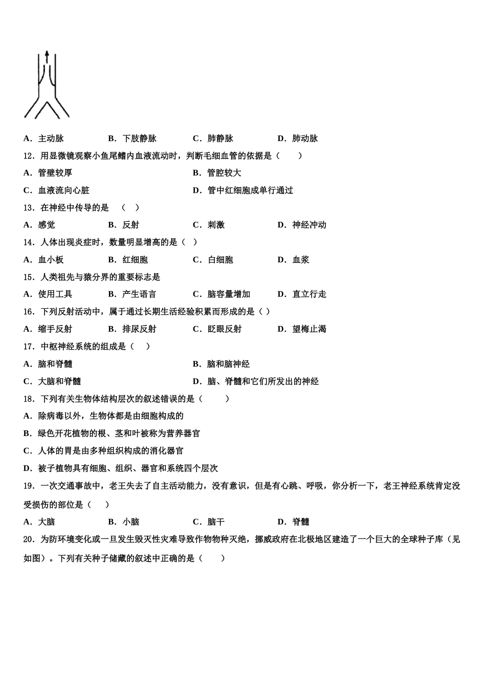 江苏省常州市武进区2024-2025学年七下生物期末综合测试模拟试题含解析_第3页