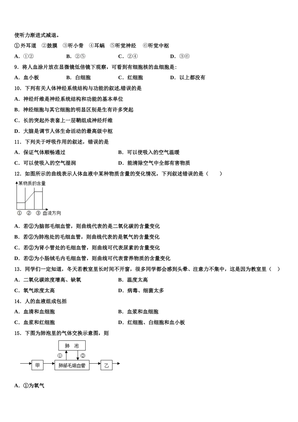 江苏省江阴南闸实验学校2025年生物七年级第二学期期末联考试题含解析_第2页