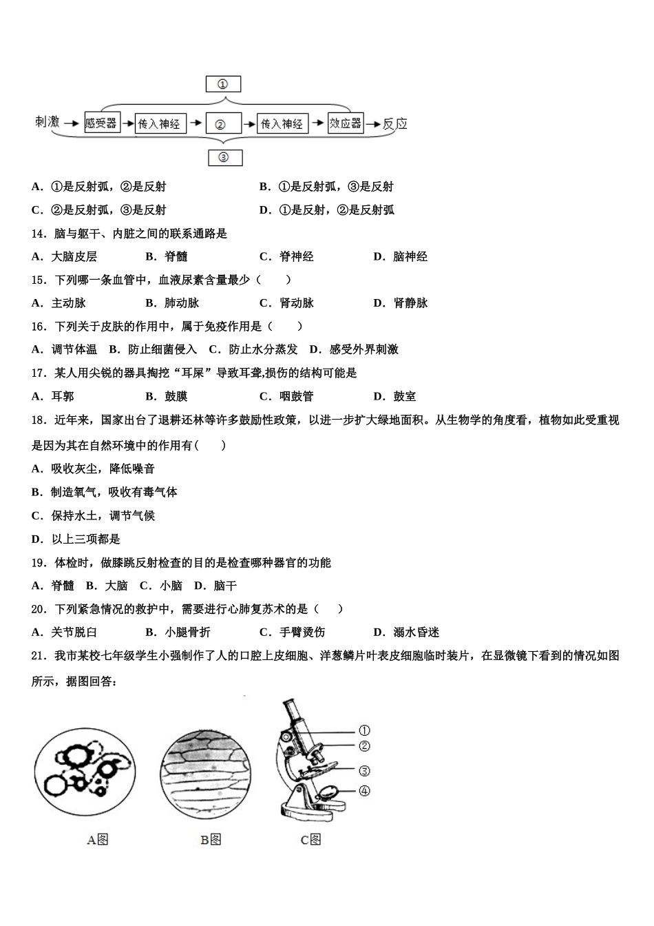 江苏省苏州市姑苏区2025届生物七下期末达标检测模拟试题含解析_第3页