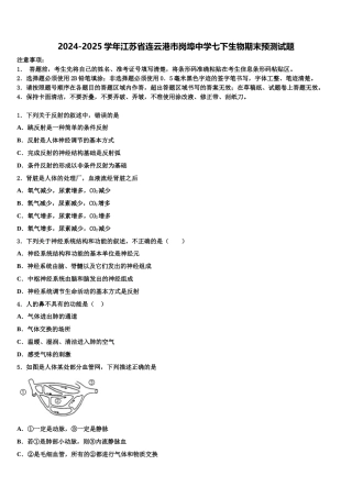 2024-2025学年江苏省连云港市岗埠中学七下生物期末预测试题含解析