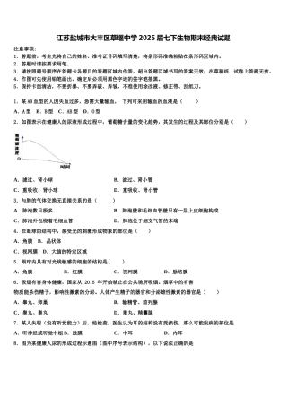 江苏盐城市大丰区草堰中学2025届七下生物期末经典试题含解析
