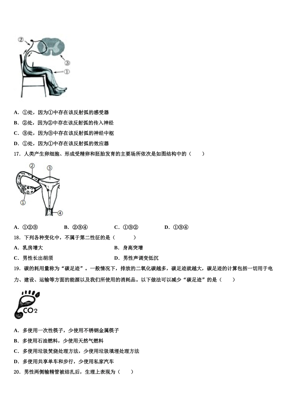 江苏省常熟市第三中学2024-2025学年七下生物期末达标测试试题含解析_第3页