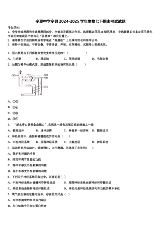 宁夏中学宁县2024-2025学年生物七下期末考试试题含解析
