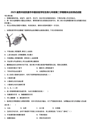 2025届贵州省凯里市华鑫实验学校生物七年级第二学期期末达标测试试题含解析