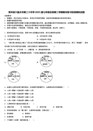 贵州省六盘水市第二十中学2025届七年级生物第二学期期末复习检测模拟试题含解析