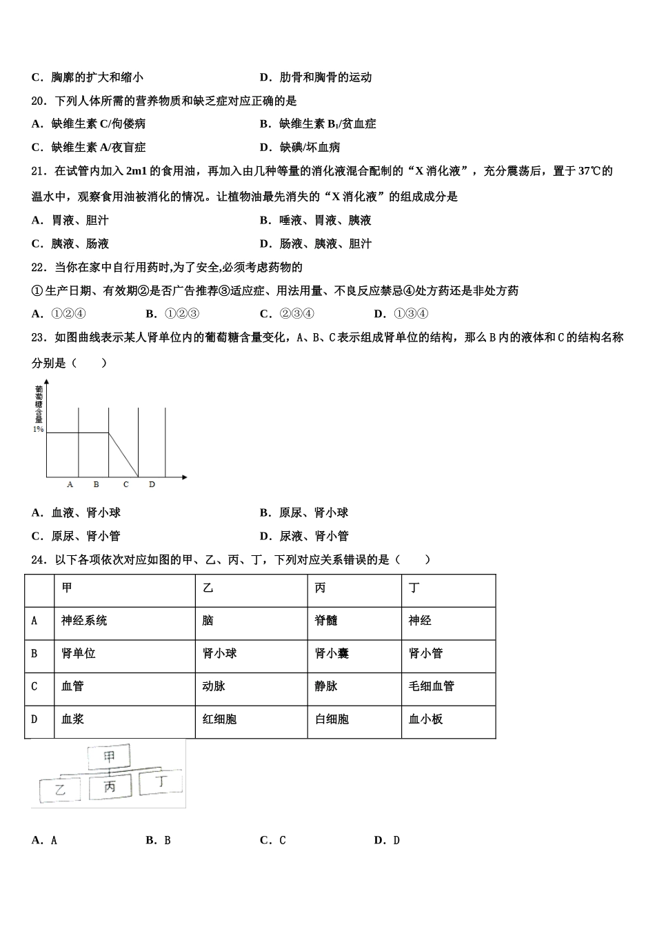 贵州省绥阳县2025年生物七年级第二学期期末学业质量监测试题含解析_第3页