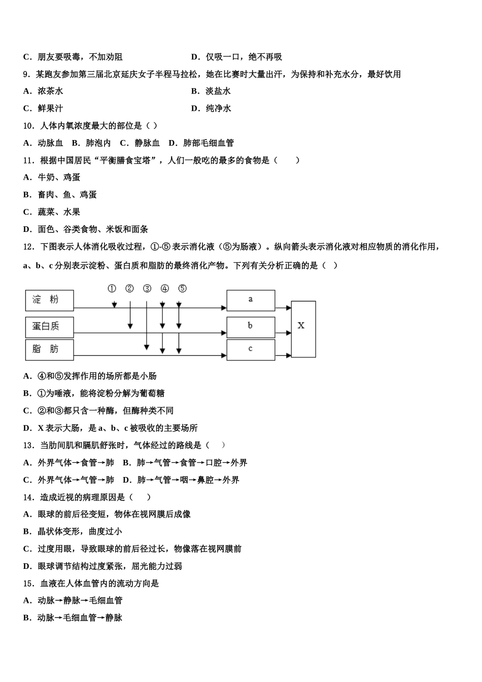 2024-2025学年贵州省黔南州名校七年级生物第二学期期末学业质量监测试题含解析_第2页