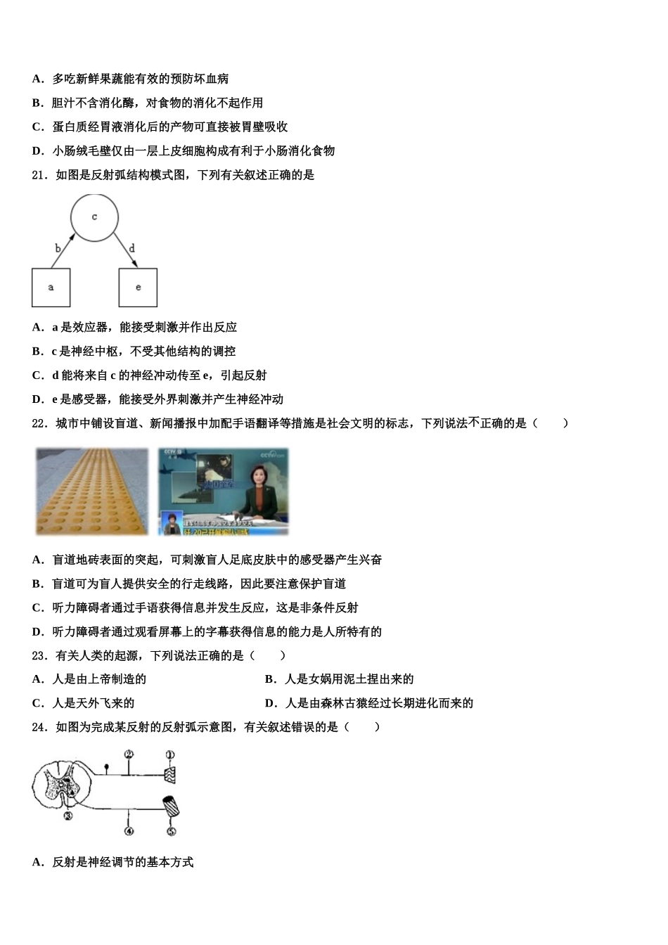 2025年上海市奉贤区南桥镇十学校生物七年级第二学期期末考试试题含解析_第3页