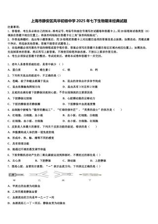 上海市静安区风华初级中学2025年七下生物期末经典试题含解析