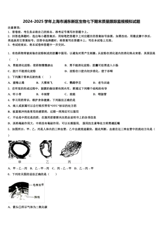 2024-2025学年上海市浦东新区生物七下期末质量跟踪监视模拟试题含解析