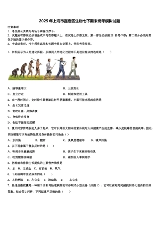 2025年上海市嘉定区生物七下期末统考模拟试题含解析