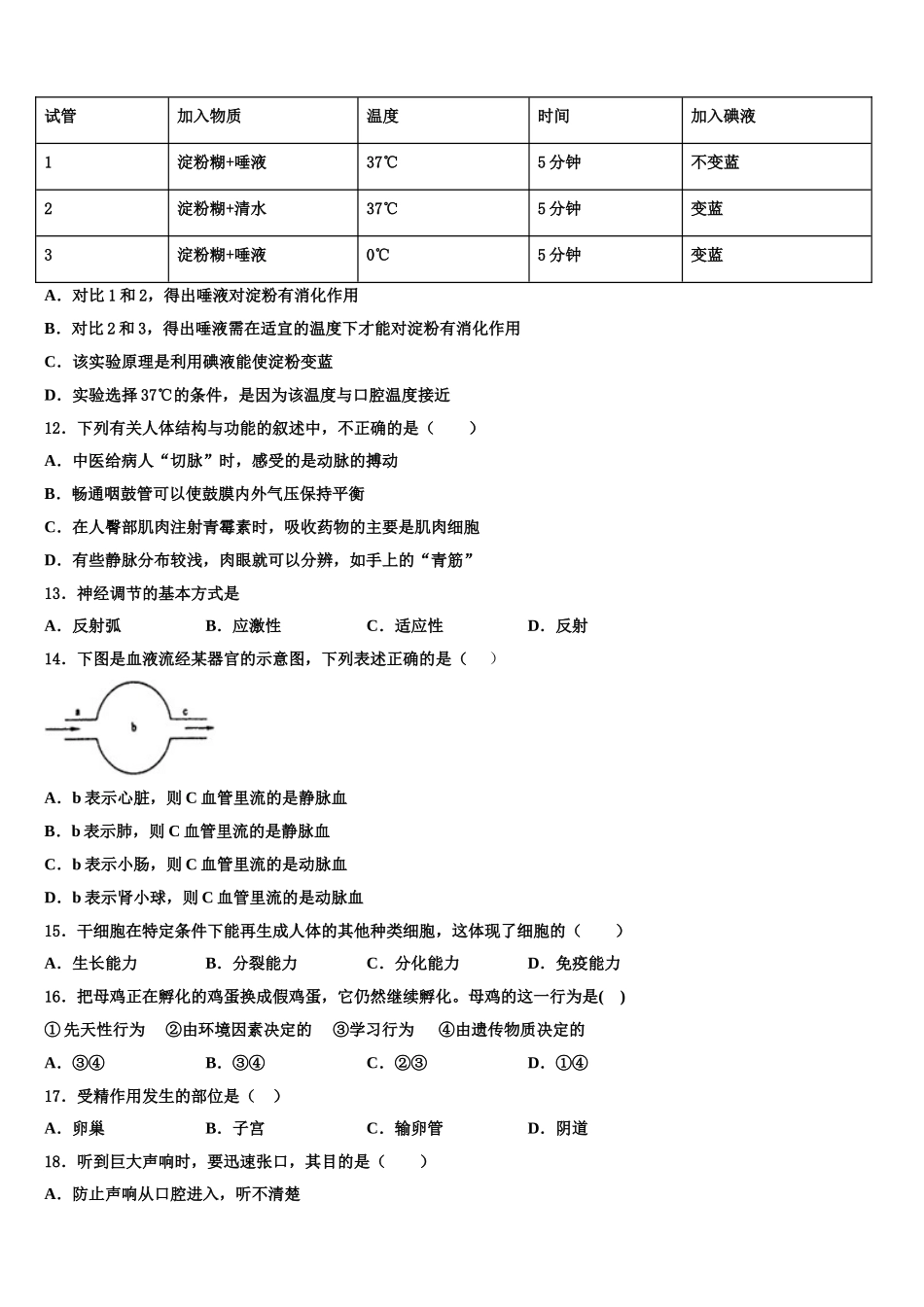 上海市虹口区2025年七下生物期末监测试题含解析_第3页