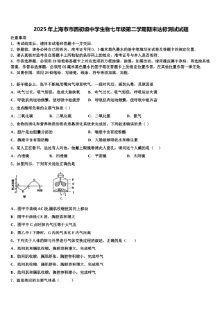 2025年上海市市西初级中学生物七年级第二学期期末达标测试试题含解析