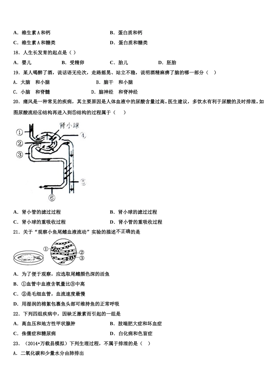 2025年四川省眉山市洪雅县七下生物期末调研模拟试题含解析_第3页