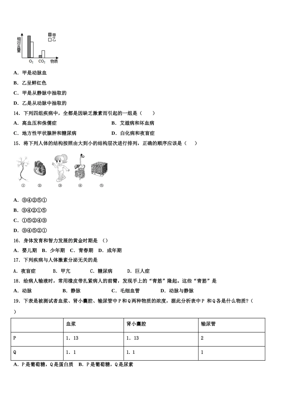 2025届四川省广安邻水县联考生物七下期末达标测试试题含解析_第3页
