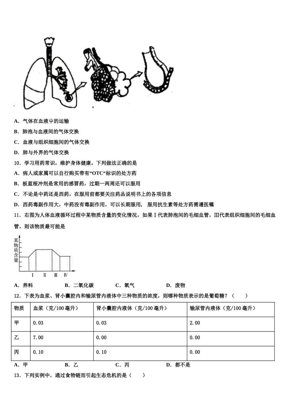 四川省南充市阆中学市阆中学2025年七下生物期末监测试题含解析_第2页
